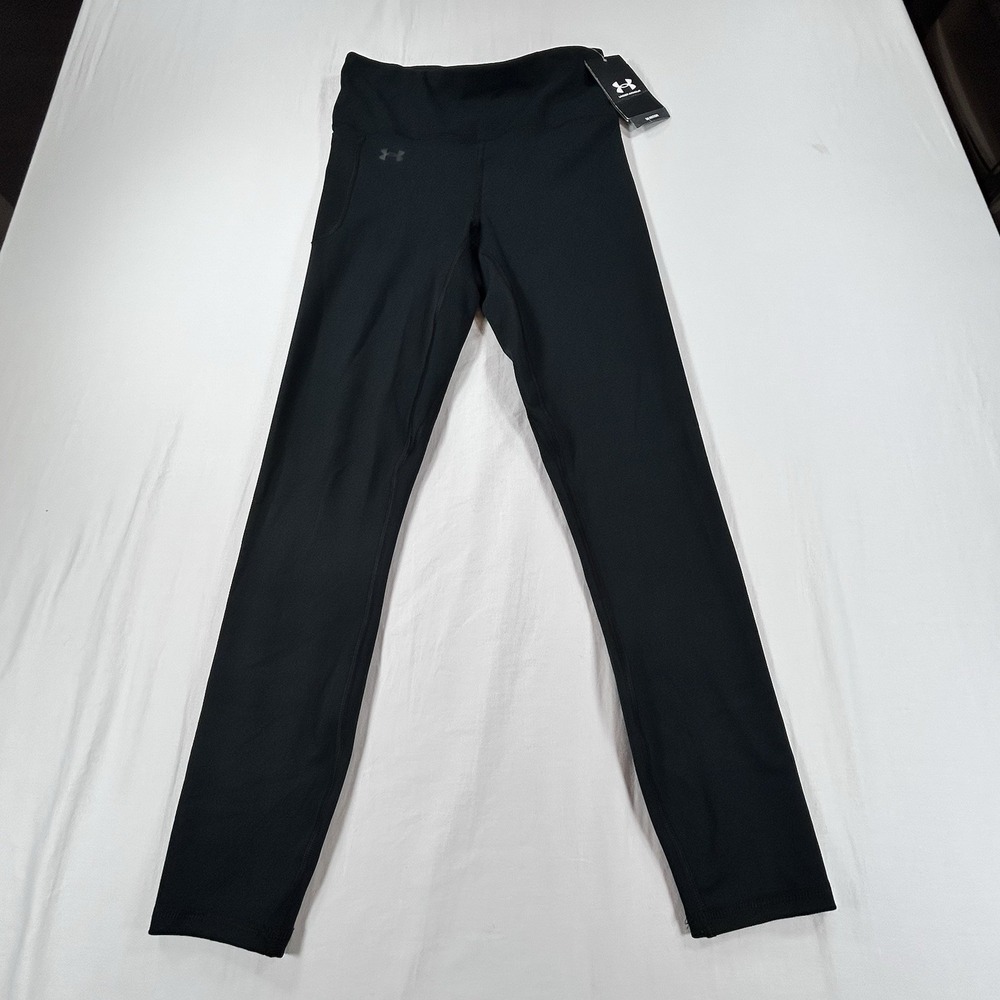 NEW Under Armour Leggings Women's SM Black Hi Rise Motion Ankle Fitted Pocket